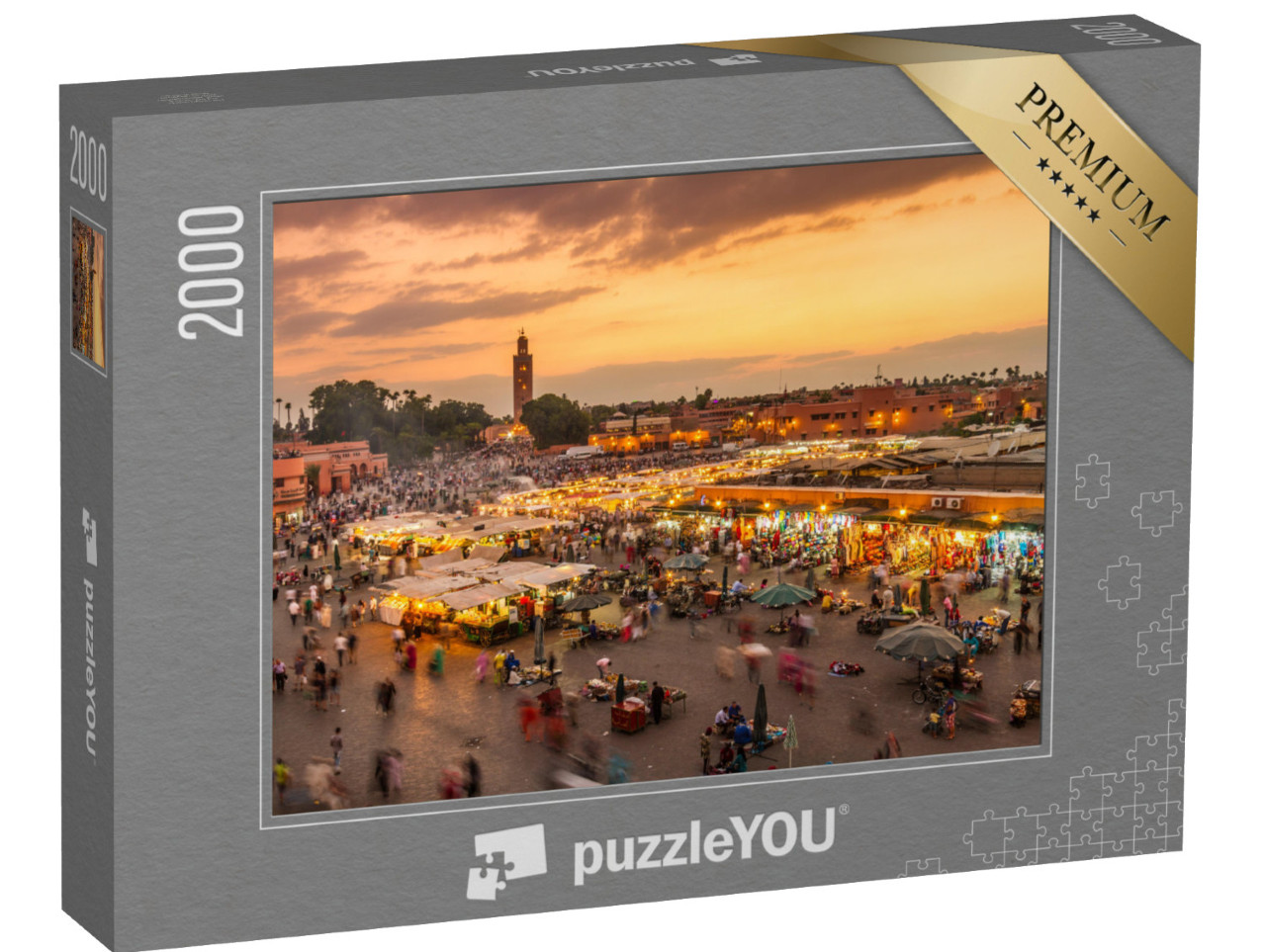 Puzzel 2000 stukjes „Djemaa el-Fna marktplein in de avond, Marrakech, Marokko“