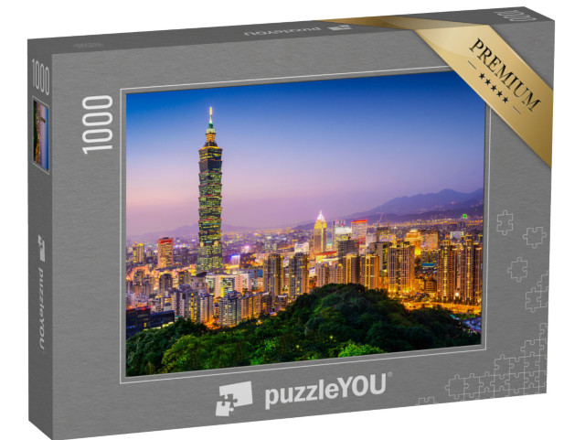 Puzzel 1000 stukjes „Taipei skyline bij schemering“