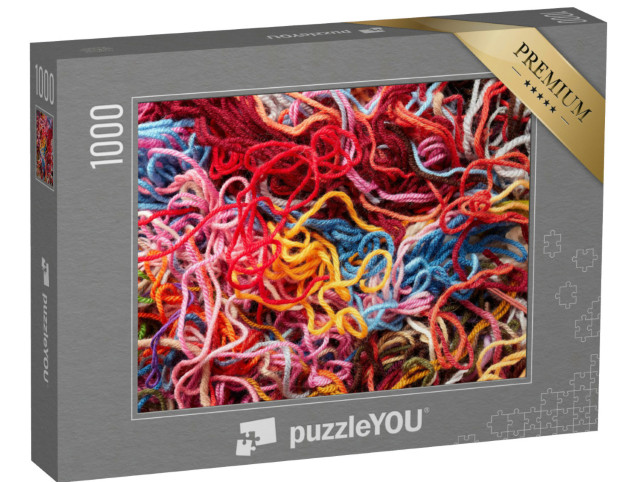 Puzzel 1000 stukjes „Kleurrijke collectie wol voor breien en weven“