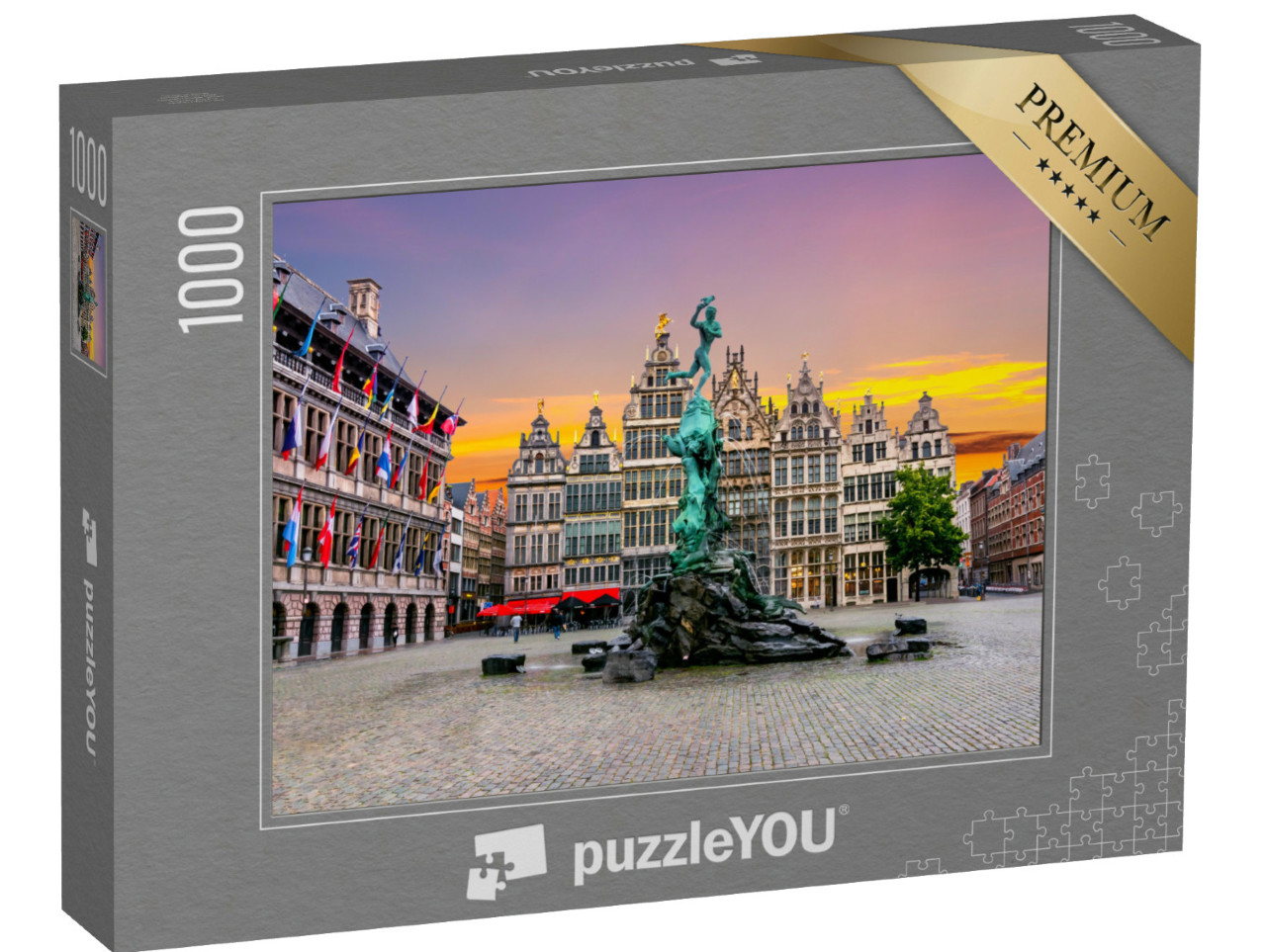 Puzzel 1000 stukjes „Brabo fontein op het marktplein in het centrum van Antwerpen, België“