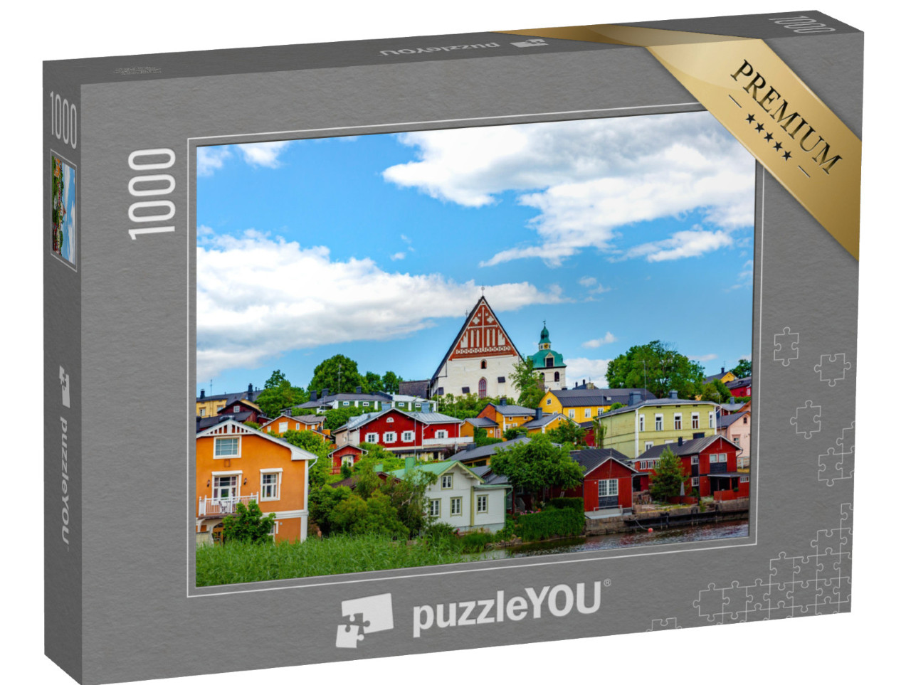 Puzzel 1000 stukjes „Pittoresk oud stadscentrum van Porvoo in Finland“