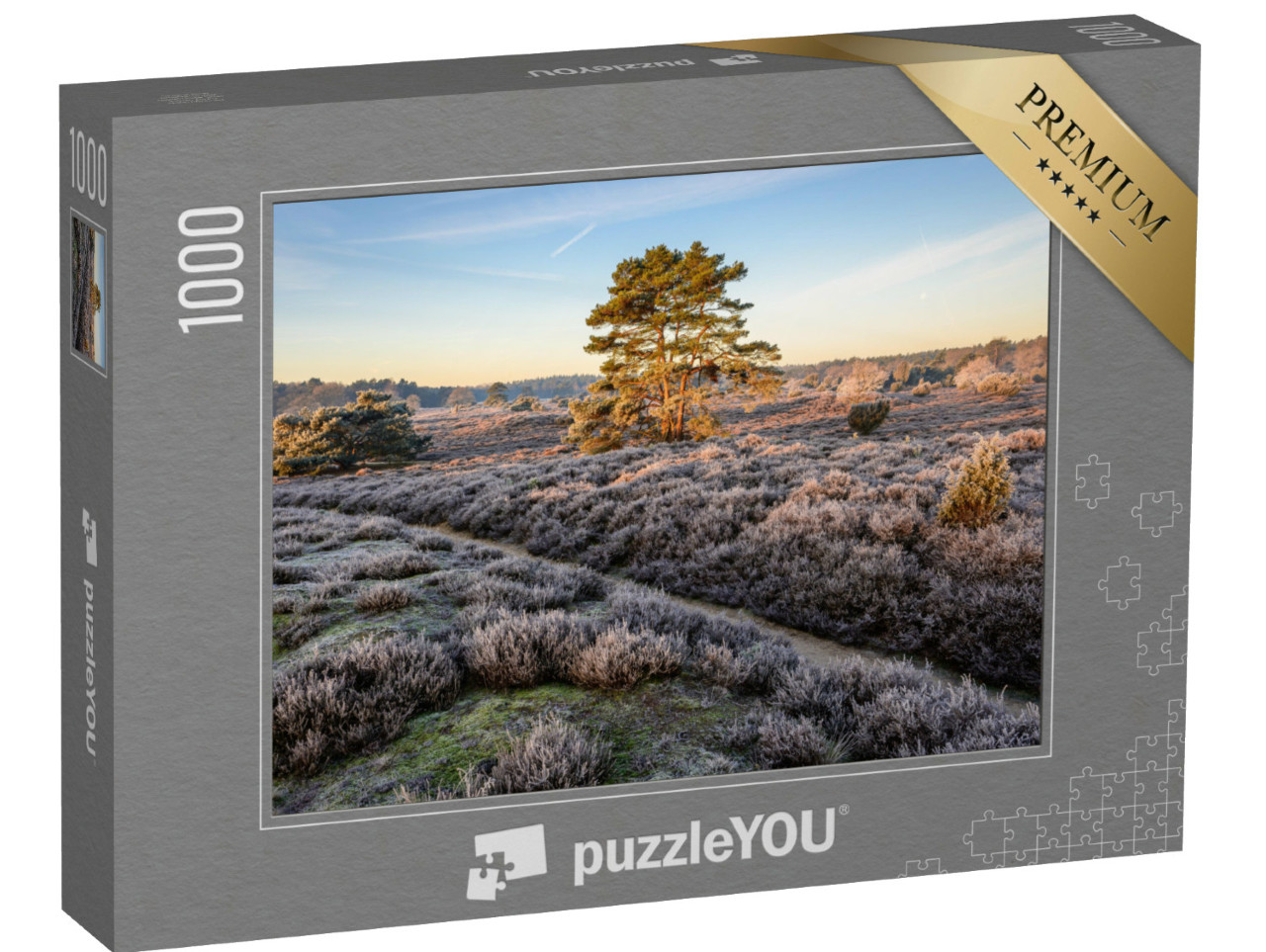 Puzzel 1000 stukjes „Wandelpad door een heidelandschap in de landelijke Nederlandse provincie Drenthe“
