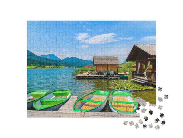 Puzzel 1000 stukjes „Vissersboten en houten huizen aan de kust“