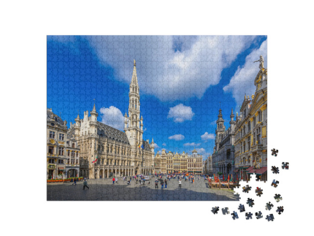 Puzzel 1000 stukjes „Grote Markt met Stadhuis en Koningshuis in Brussel, België“