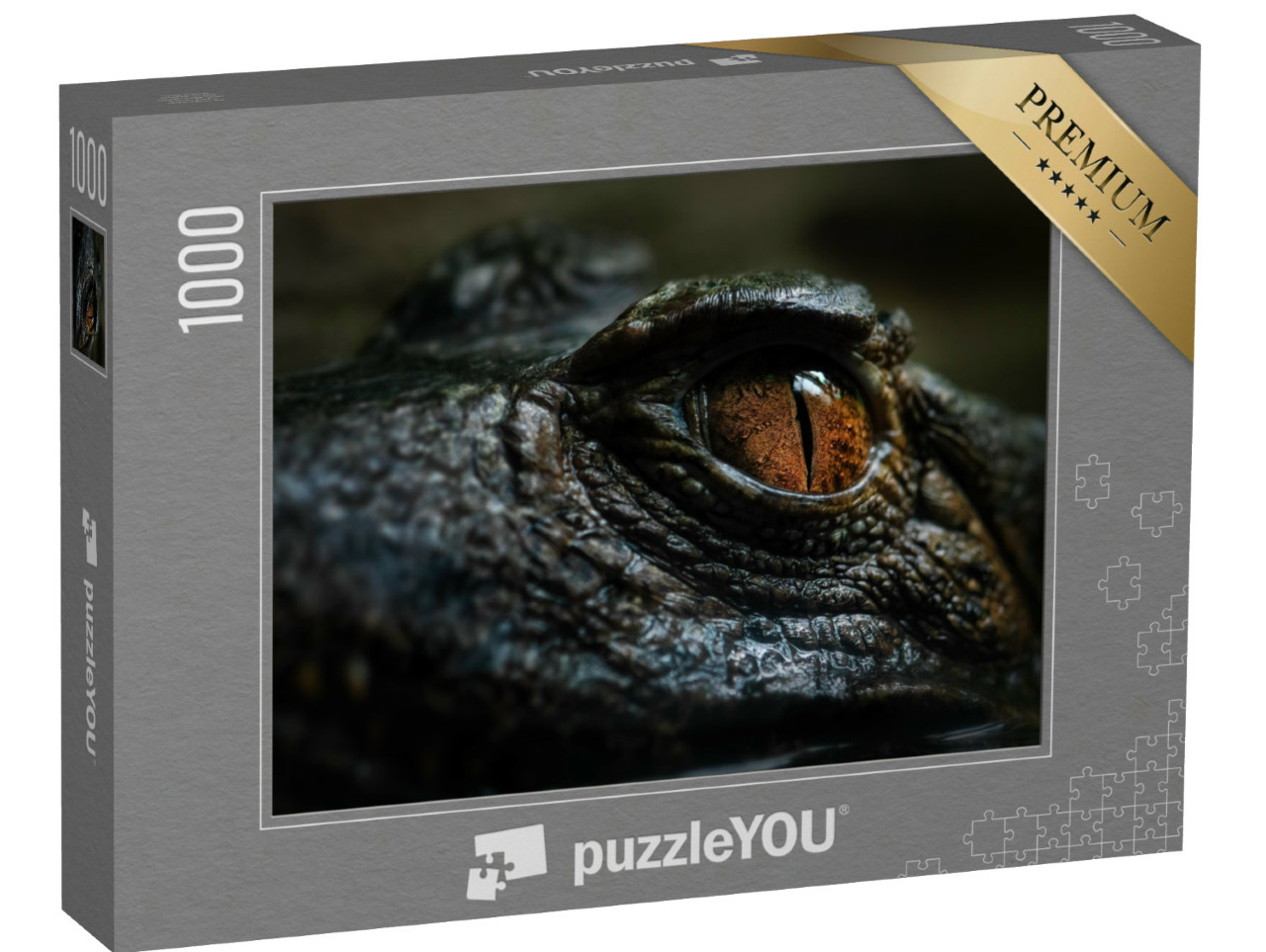 Puzzel 1000 stukjes „Oogdetail van een kleine Zuid-Amerikaanse krokodil, Brazilië“