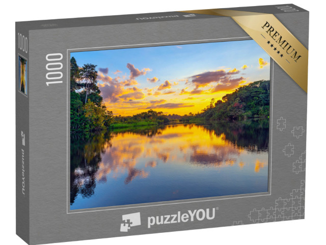 Puzzel 1000 stukjes „Magische zonsondergang: kleurenspel in het Amazonewoud“