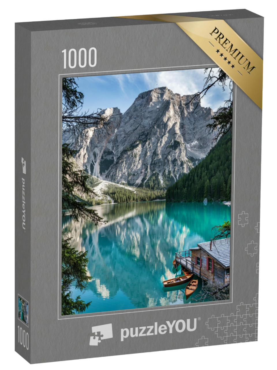 Puzzel 1000 stukjes „Prachtig meer van Braies, Italië“