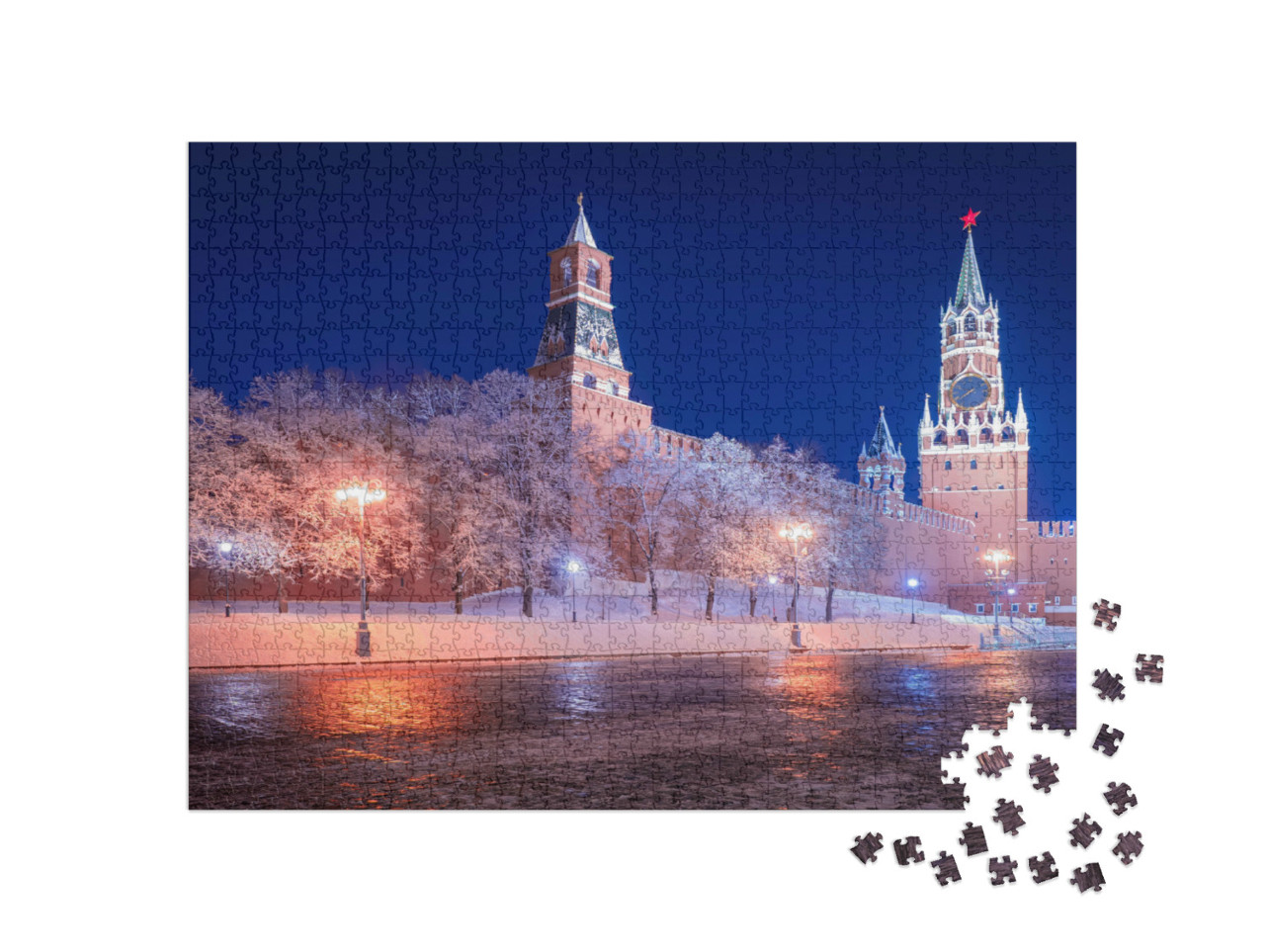 Puzzel 1000 stukjes „Winter Moskou: het Rode Plein bij het Kremlin“