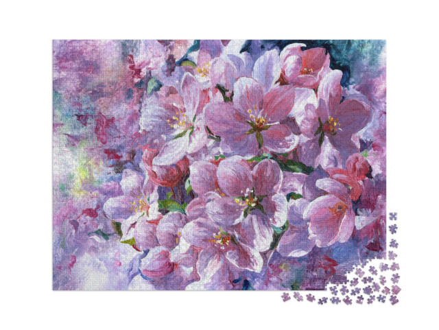Puzzel 2000 stukjes „Lichtroze bloemen“