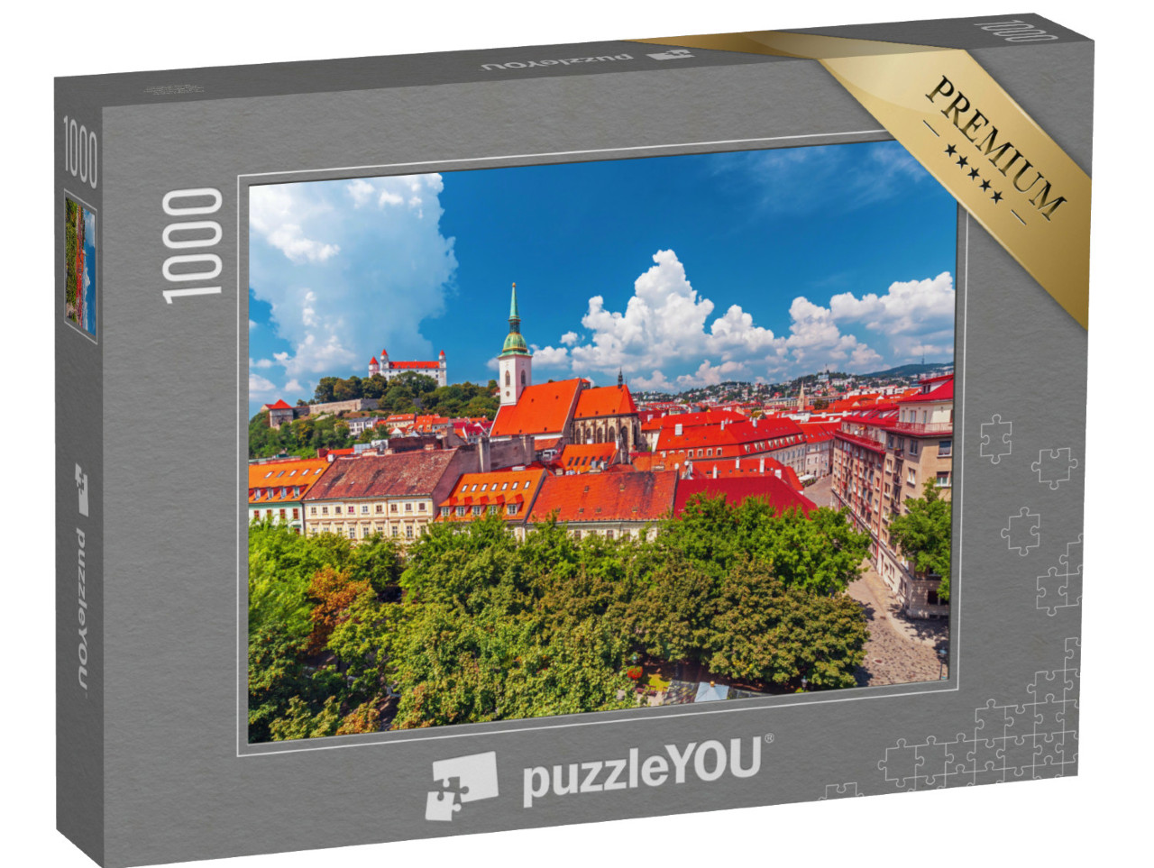Puzzel 1000 stukjes „Uitzicht over het oude centrum van Bratislava, Slowakije“