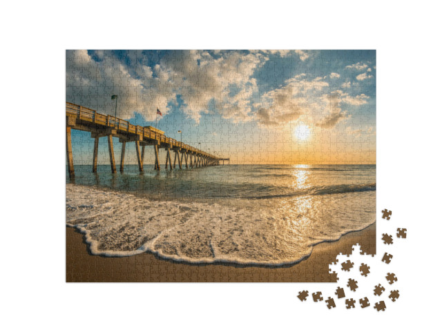 Puzzel 1000 stukjes „Avondsfeer bij de pier van Venice, Florida“