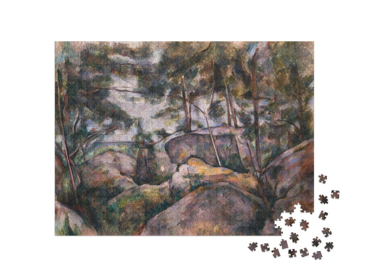 Puzzel 1000 stukjes „Paul Cézanne - Rotsen in het bos“
