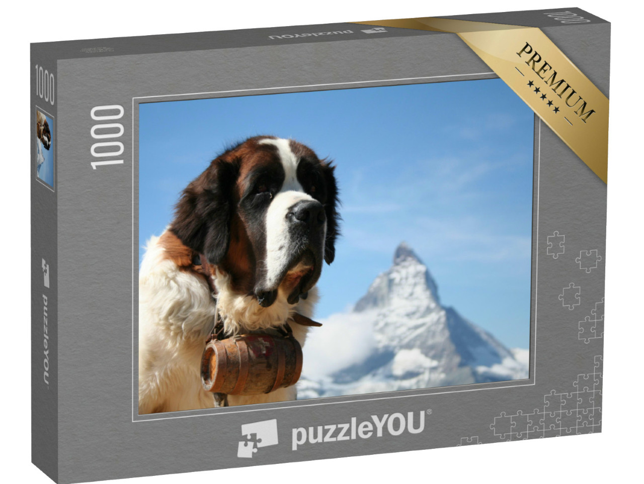 Puzzel 1000 stukjes „Sint Bernard reddingshond voor de Matterhorn, Zermatt, Zwitserland“