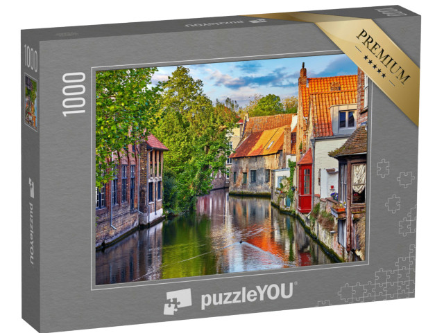Puzzel 1000 stukjes „Middeleeuwse straat aan het kanaal in Brugge, België“