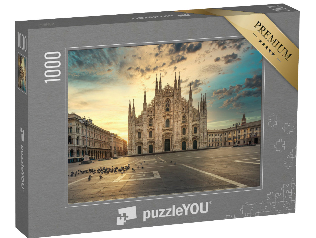 Puzzel 1000 stukjes „Duomo van Milaan, kathedraal bij zonsopgang, Italië“