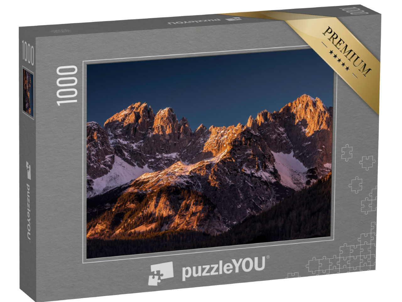 Puzzel 1000 stukjes „Wilder Kaiser bij zonsondergang, Oostenrijk“