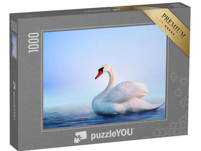 Puzzel 1000 stukjes „Witte zwaan in de mistige dageraad“