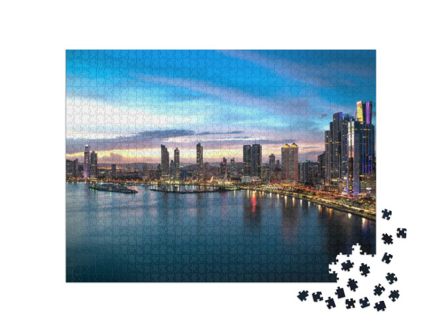 Puzzel 1000 stukjes „Avondlijke skyline van Panama City, Panama“
