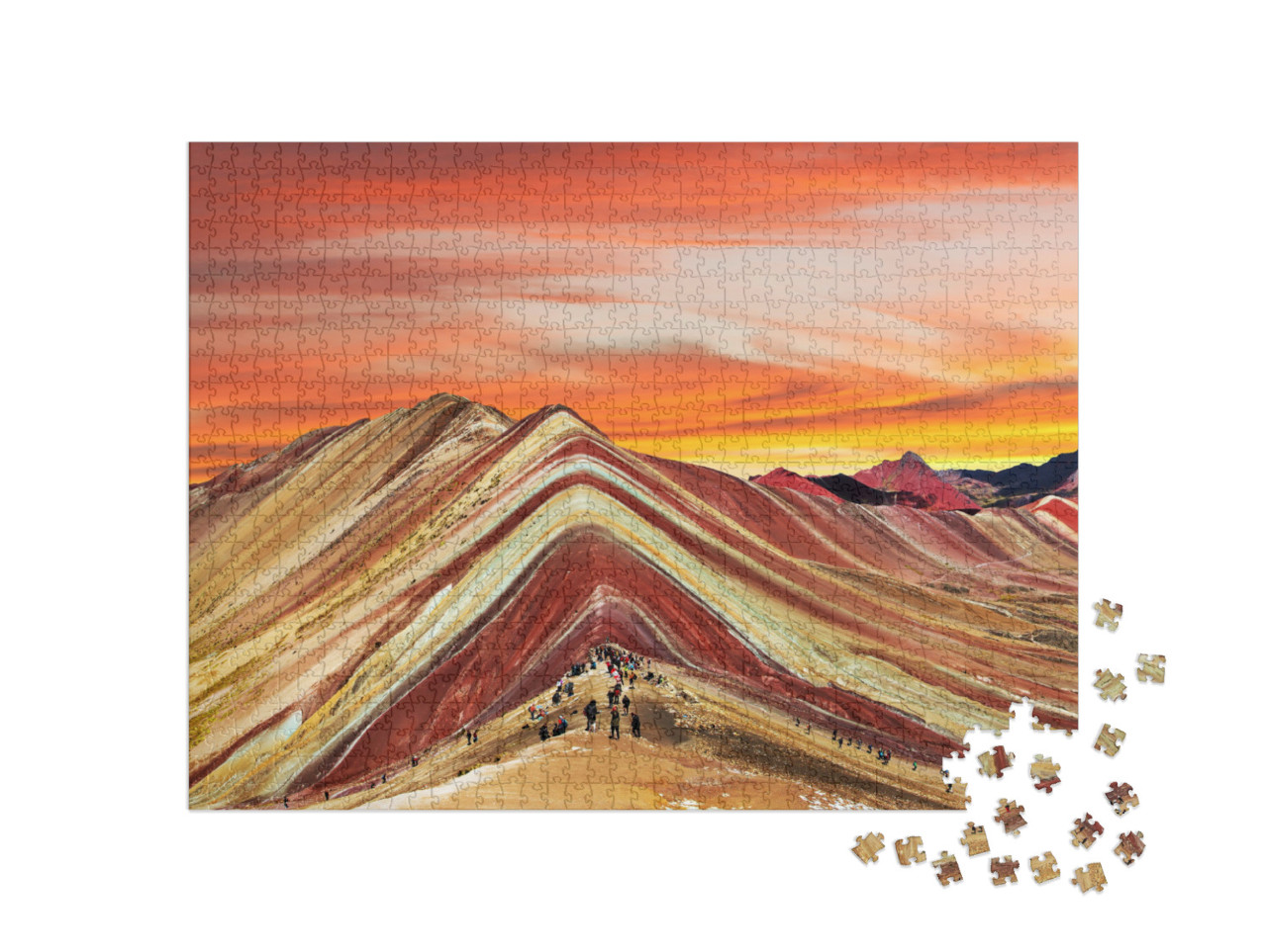 Puzzel 1000 stukjes „Regenboog Bergen in Peru“