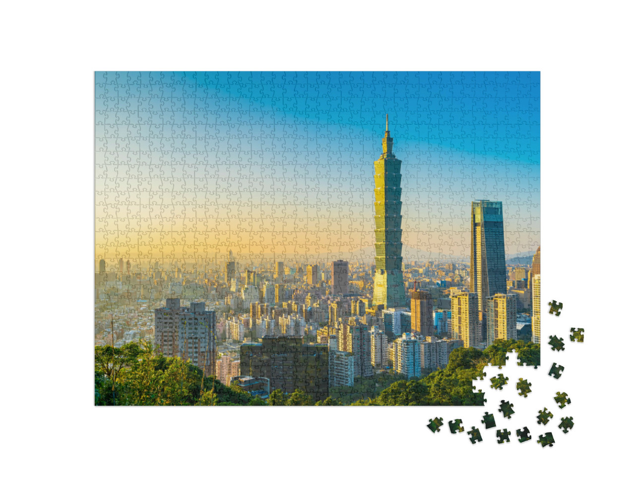Puzzel 1000 stukjes „Stadsgezicht met de wolkenkrabber Taipei 101, Taiwan“