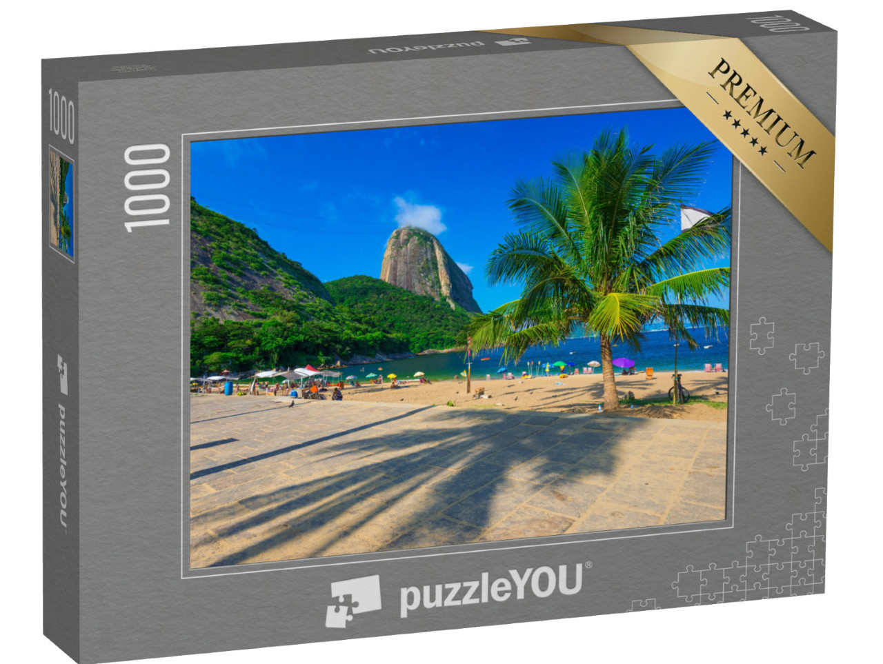 Puzzel 1000 stukjes „Suikerbroodberg en Vermelha-strand, Rio de Janeiro, Brazilië“