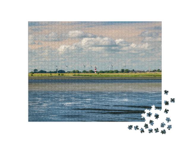 Puzzel 1000 stukjes „Elbe met moeras, Glückstadt, Duitsland“