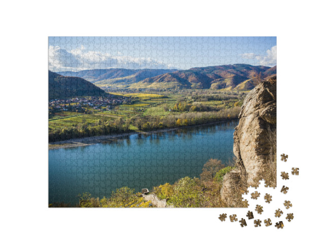Puzzel 1000 stukjes „Landschap van de Wachau, Donau, Oostenrijk“