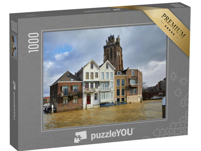 Puzzel 1000 stukjes „Dordrecht met de Onze-Lieve-Vrouwekerk in de winter, provincie Zuid-Holland“