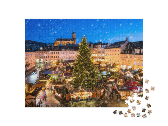 Puzzel 1000 stukjes „Kerstmarkt in Annaberg-Buchholz in het Ertsgebergte, Saksen“