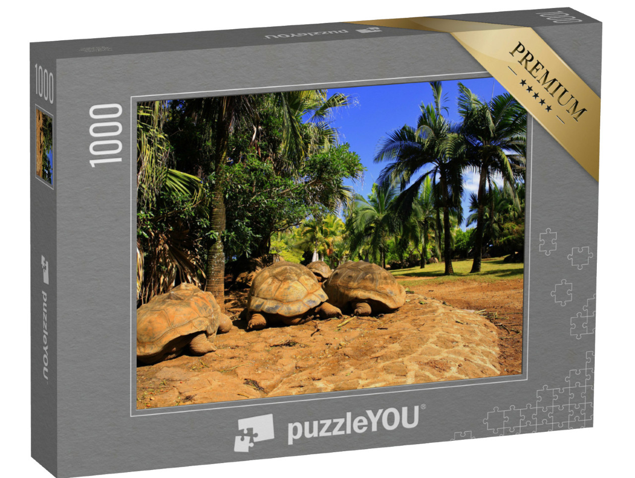 Puzzel 1000 stukjes „Drie grote reuzenschildpadden op Mauritius“