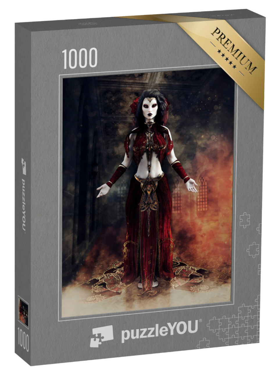 Puzzel 1000 stukjes „Gotische tovenares, gehuld in rook“