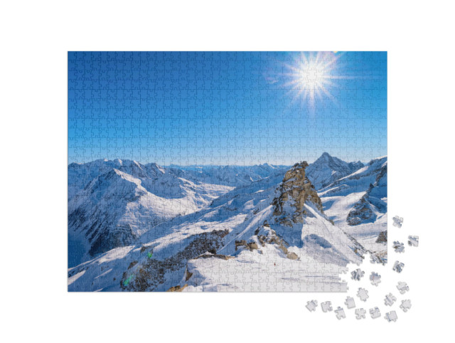 Puzzel 1000 stukjes „Majestueuze bergtoppen op de Hintertuxer gletsjer, Zillertal, Oostenrijk“