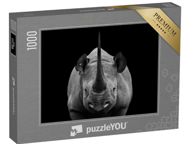 Puzzel 1000 stukjes „Oog in oog met een neushoorn“