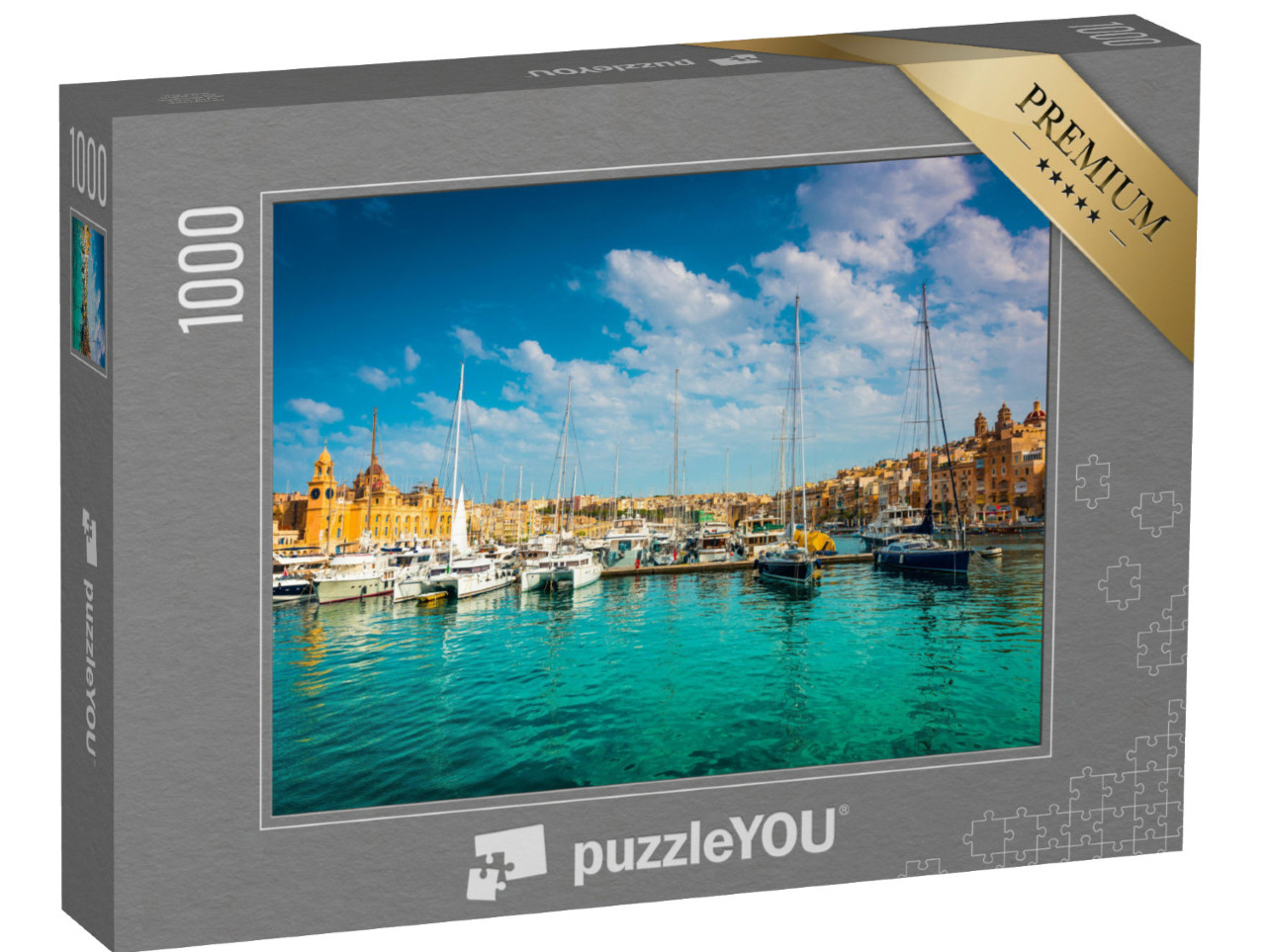 Puzzel 1000 stukjes „Jachten in Birgu bij Cospicua op Malta“