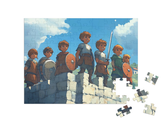 Puzzel 100 stukjes „De kasteelmuren van de roversbende“