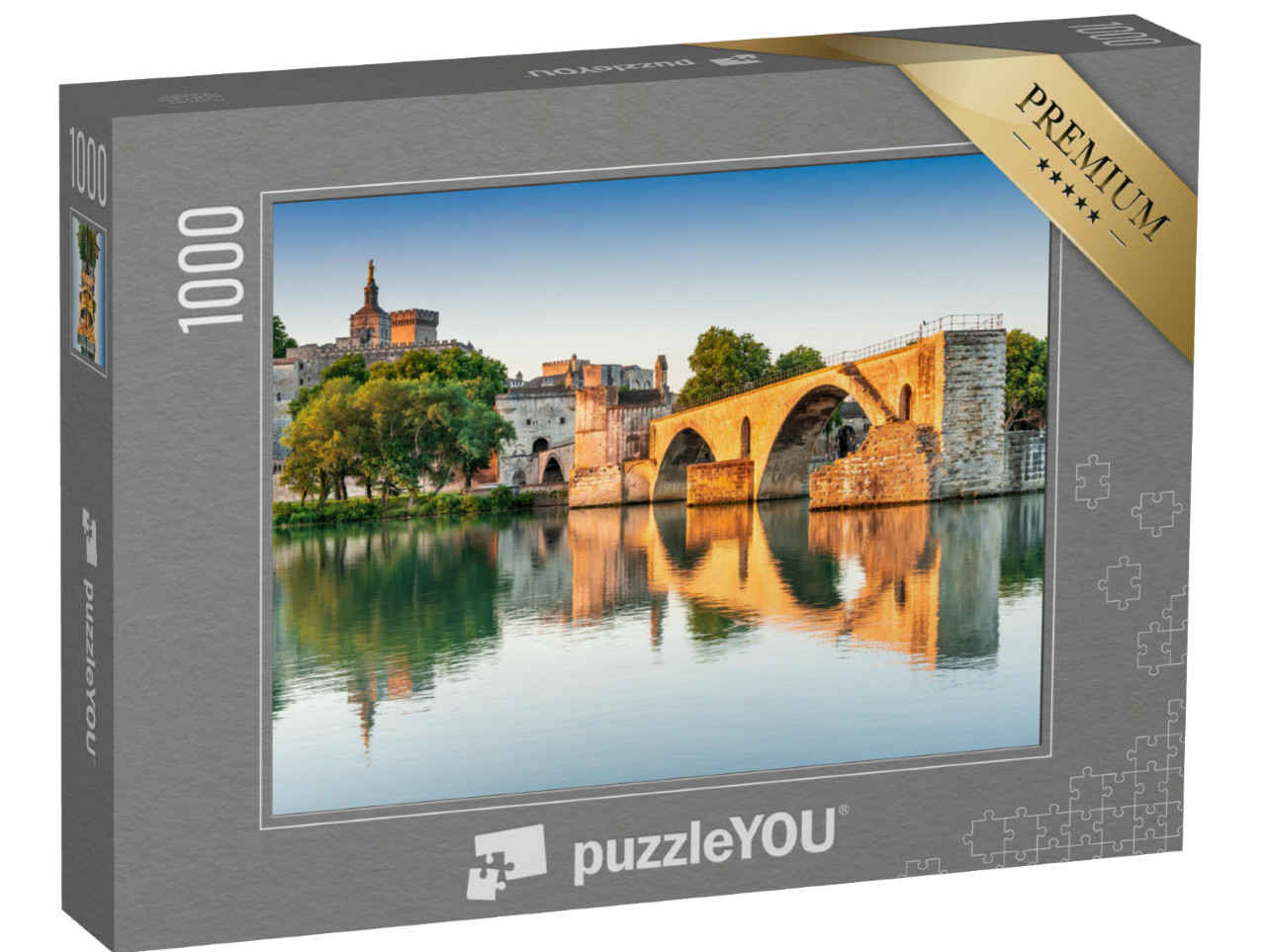 Puzzel 1000 stukjes „Brug van Avignon met het Pausenpaleis en de Rhône, Provence, Frankrijk“
