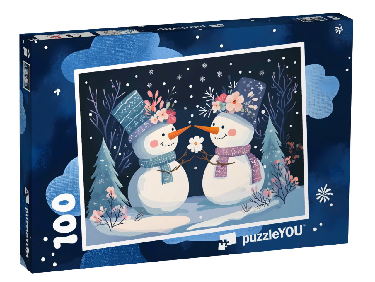 Puzzel 100 stukjes „De kleine sneeuwpopfamilie“
