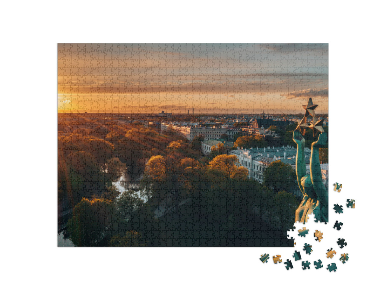 Puzzel 1000 stukjes „Milda Vrijheidsmonument in Riga, Letland“