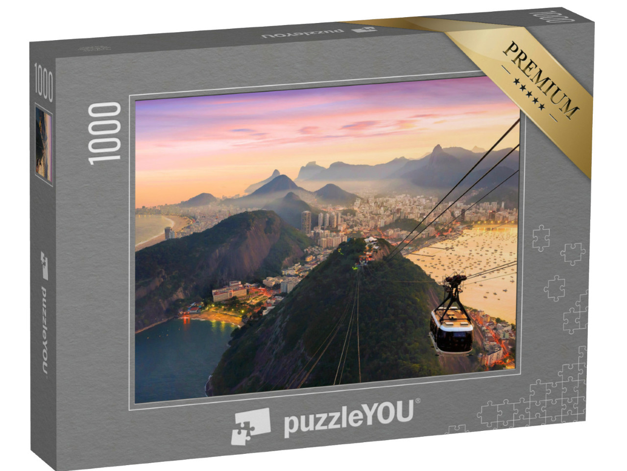 Puzzel 1000 stukjes „Nachtzicht van Copacabana met Suikerbroodberg, Brazilië“