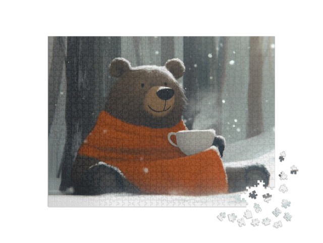 Puzzel 1000 stukjes „Papa Ours savourant son chocolat chaud“