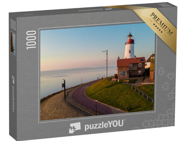 Puzzel 1000 stukjes „Zonsondergang bij de vuurtoren en haven van Urk“