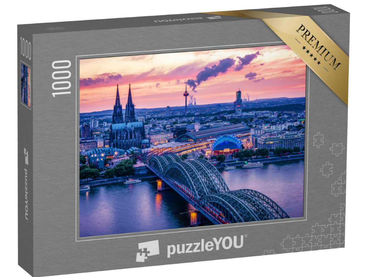 Puzzel 1000 stukjes „Keulse skyline bij zonsondergang, Duitsland“