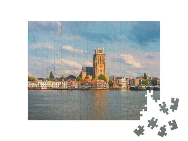 Puzzel 200 stukjes „Skyline van Dordrecht Nederland langs de Maas“
