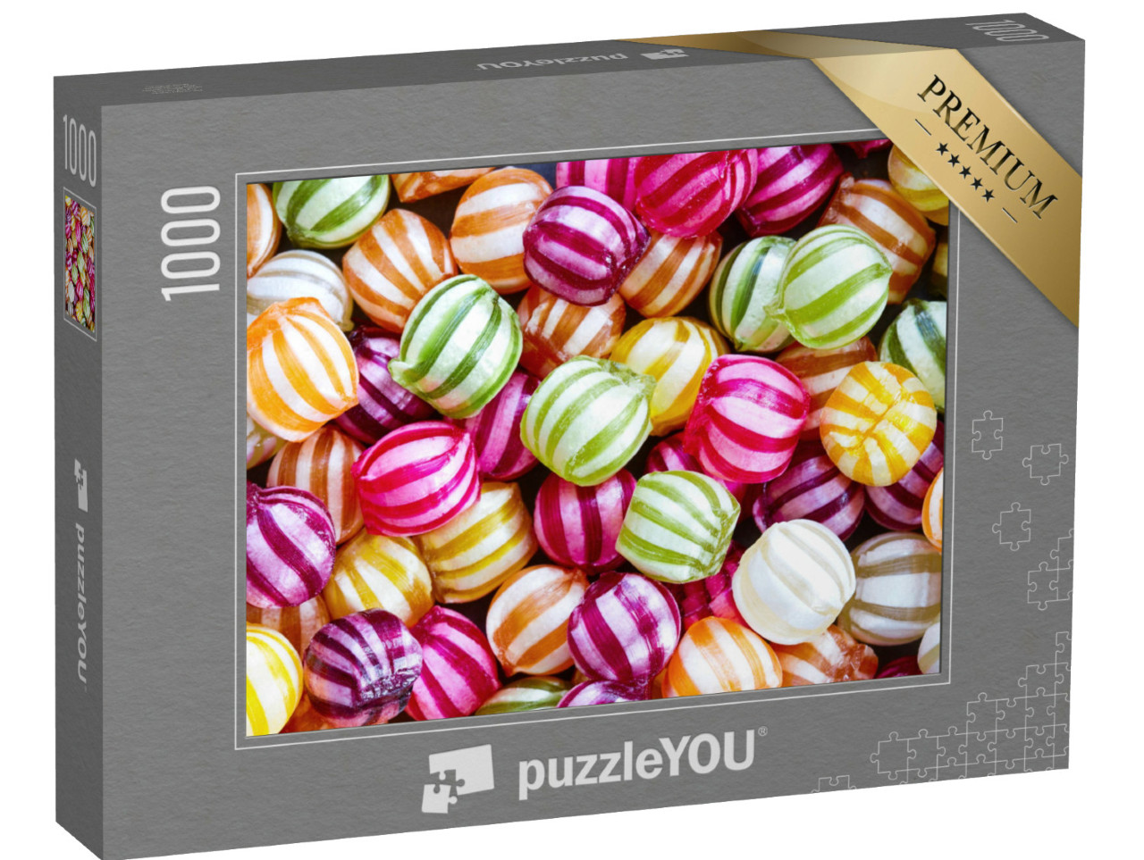 Puzzel 1000 stukjes „Gestreepte snoepjes in verschillende kleuren“