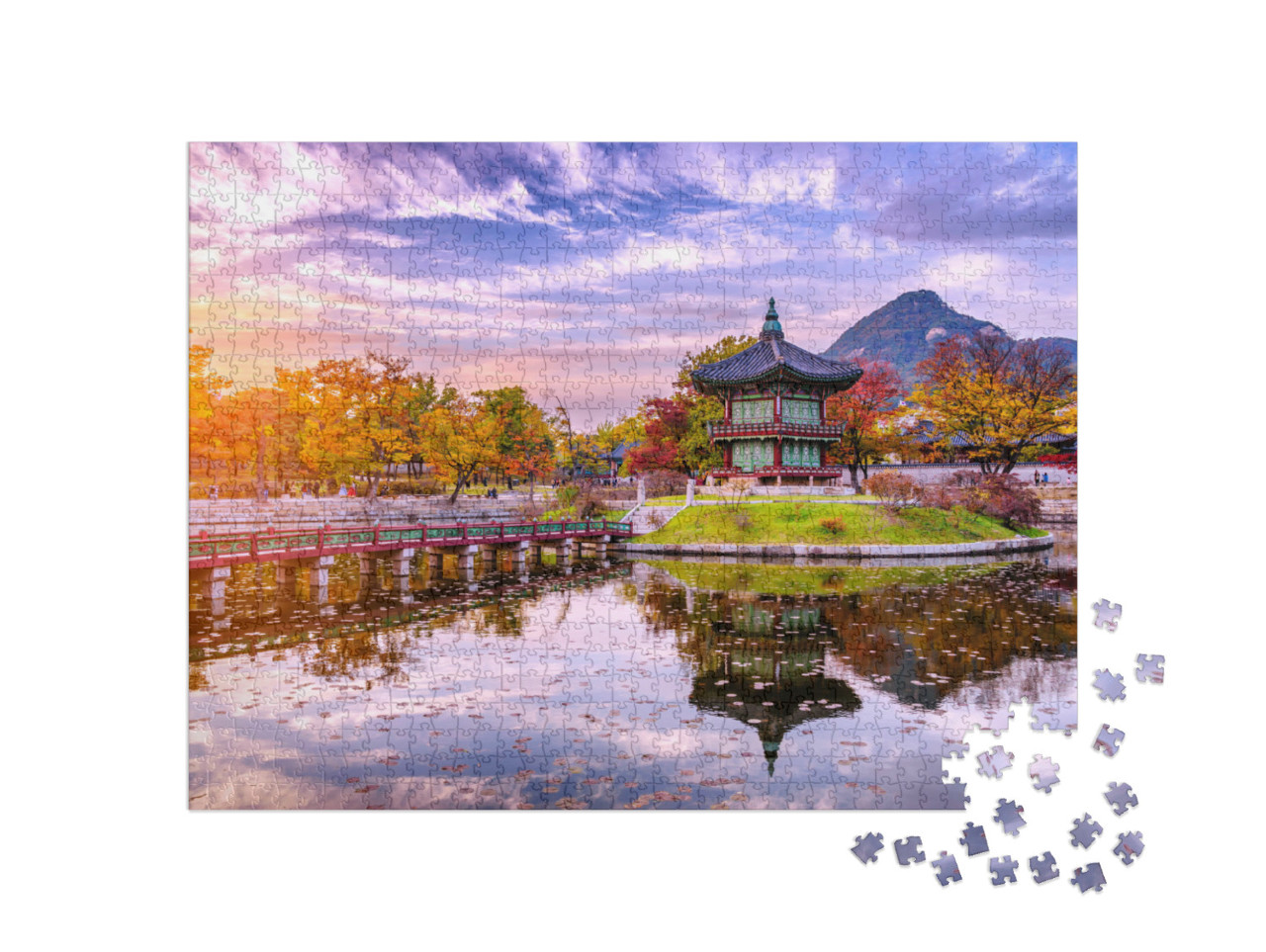 Puzzel 1000 stukjes „Waterpaviljoen bij paleis Gyeongbokgung, Seoul, Zuid-Korea“