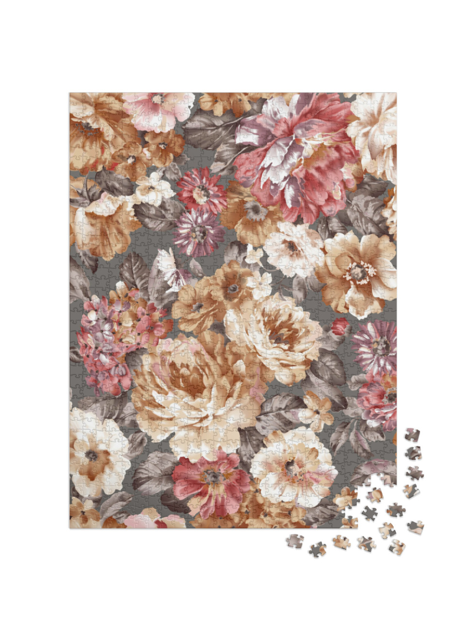 Puzzel 1000 stukjes „Aquarel van kleurrijke bloemen“