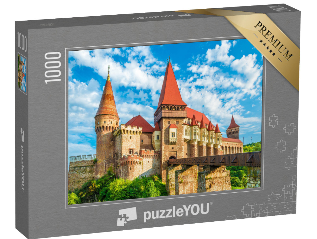 Puzzel 1000 stukjes „Middeleeuws kasteel Hunyad Corvin, stad Hunedoara, Roemenië“