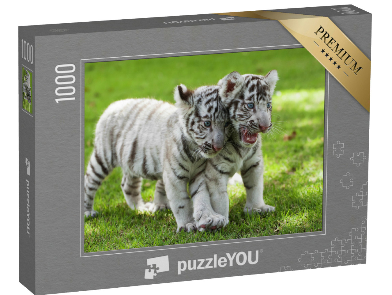 Puzzel 1000 stukjes „Twee witte tieger baby's“