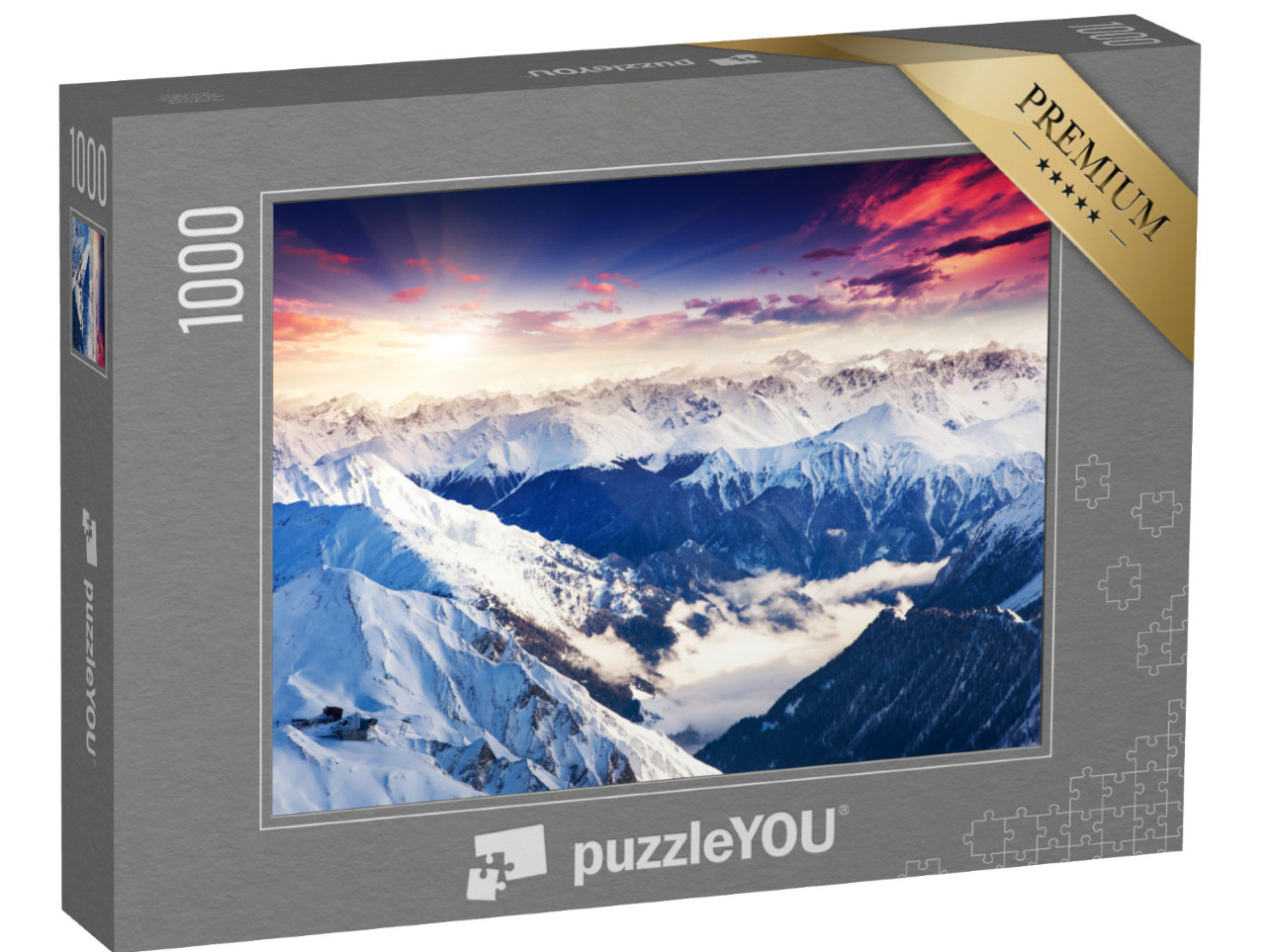 Puzzel 1000 stukjes „Fantastisch avondpanorama van de Alpen“