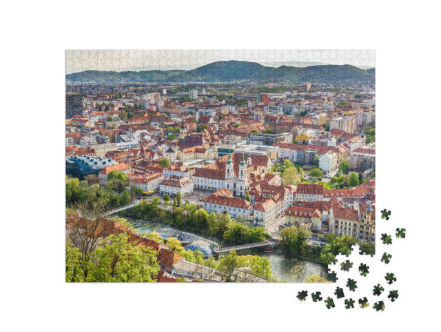 Puzzel 1000 stukjes „Luchtfoto van het centrum van Graz, Oostenrijk“